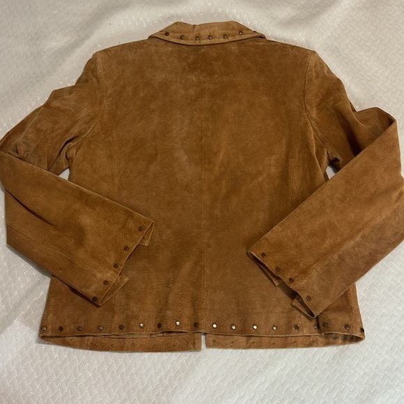 Women's 10 Petite David Brooks Lightweight Tan suede Jacket w/studs - Picture 5 of 5